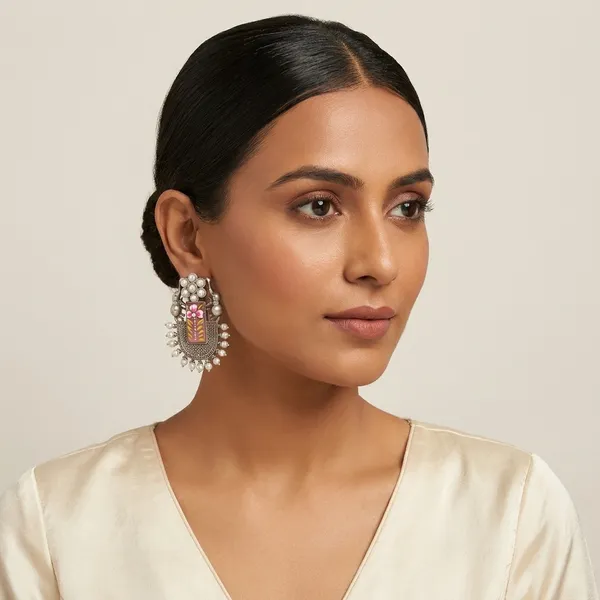 Silver_Alloy_Crystal_Stone_Floral_Pearl_Earrings_For_Women