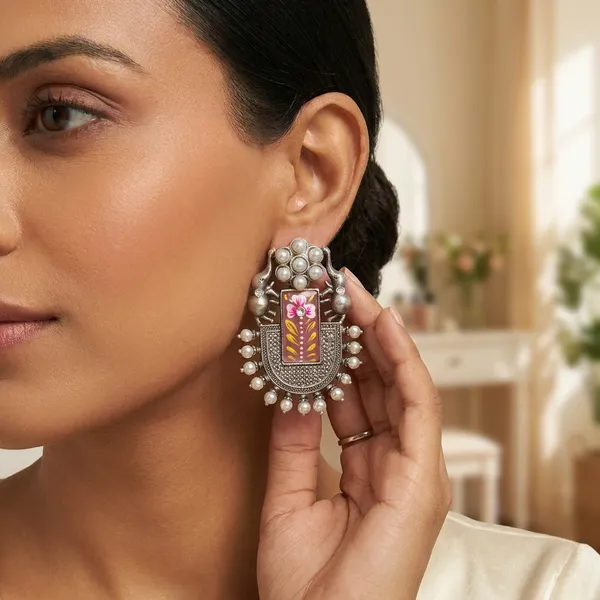 Silver_Alloy_Crystal_Stone_Floral_Pearl_Earrings_For_Women