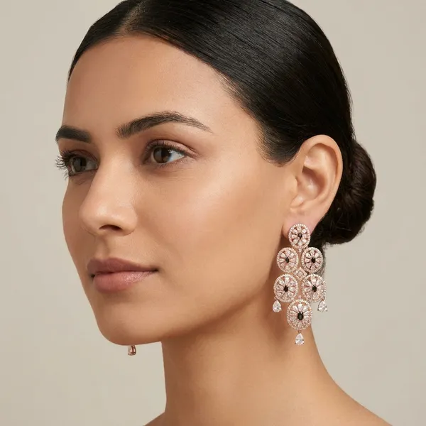 Peach_Alloy_Crystal_Stone_Cascade_Drop_Earrings_For_Women