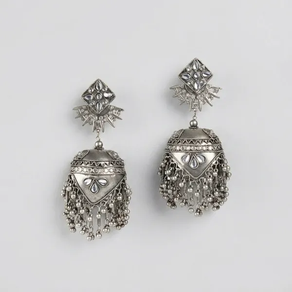 Silver_Alloy_Crystal_Stone_Dome_Earrings_For_Women