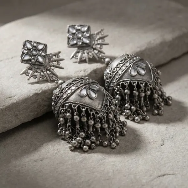 Silver_Alloy_Crystal_Stone_Dome_Earrings_For_Women