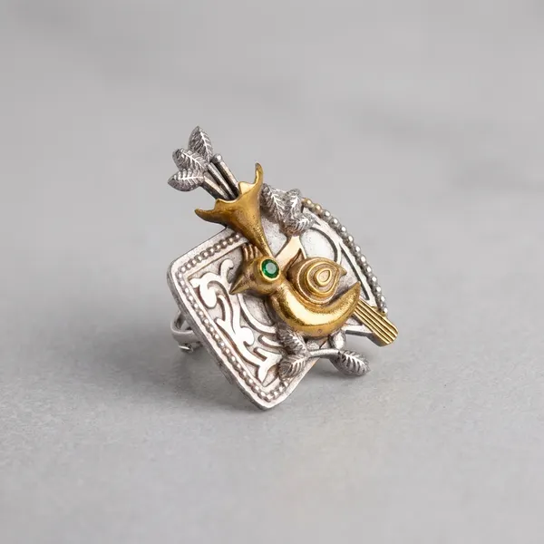 Silver_Gold_Alloy_Cubic_Zirconia_Square_Ring_For_Women
