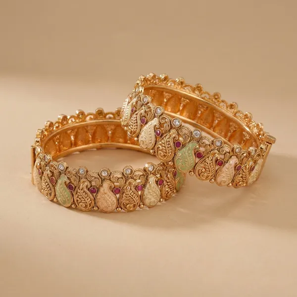 Gold_Multicolor_Alloy_Crystal_Pearl_Paisley_Bangles_For_Women