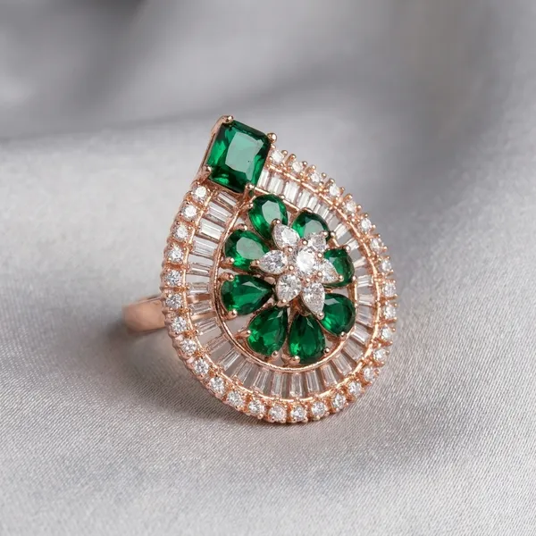 Green_Alloy_Emerald_Crystal_Floral_Ring_For_Women