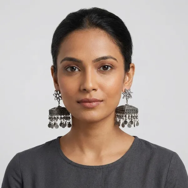 Silver_Alloy_Bead_Floral_Dangling_Coin_Dangle_Earrings_For_Women