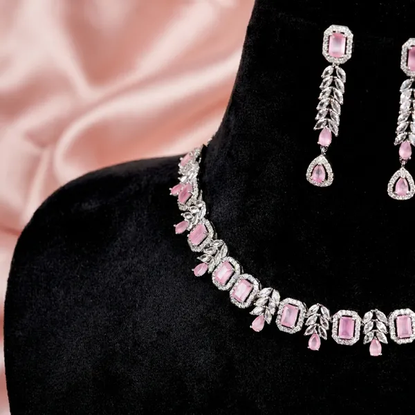 Silver_Alloy_Pink_Stone_Choker_Set_For_Women