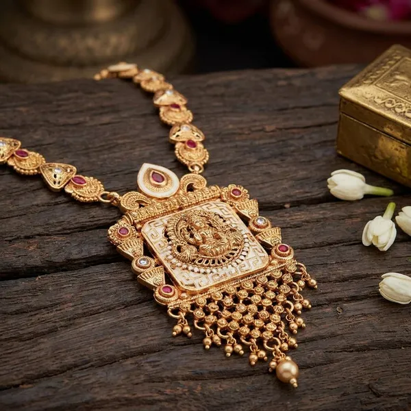 Gold_Alloy_Gemstone_Filigree_Pendant_Jewelry_Set_For_Women