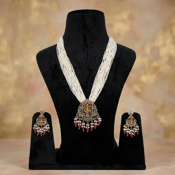 White_Alloy_Kundan_Pearl_Ganesh_Motif_Necklace_Set_For_Women