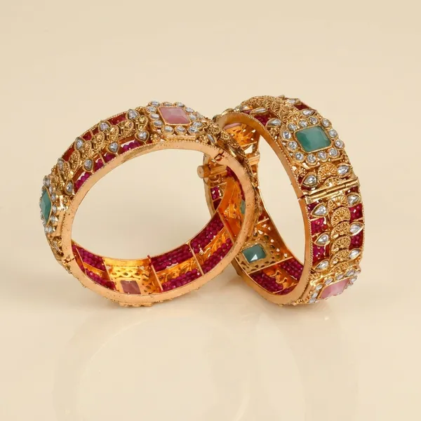 Gold_Multicolor_Alloy_Gemstone_Bangles_For_Women
