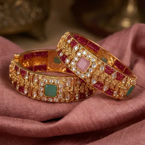 Gold_Multicolor_Alloy_Gemstone_Bangles_For_Women