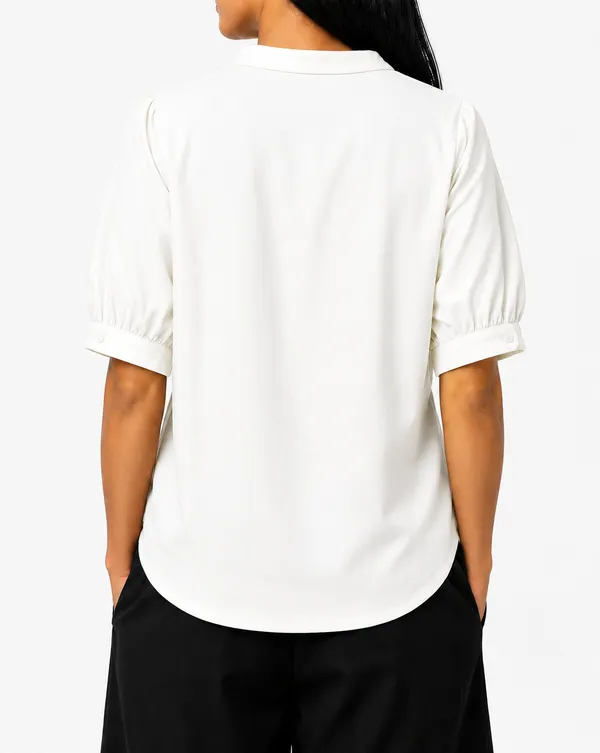 White_Solid_V_Neck_Top_For_Women