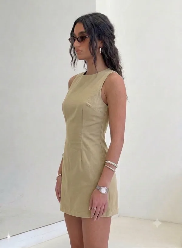 Women's_Khaki_Sleeveless_Bodycon_Mini_Dress_|_Premium_Cotton_Blend_|_Casual_&_Party_Wear
