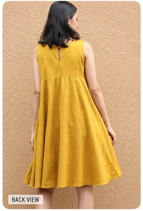 Women's_Mustard_Cotton_A-Line_Sleeveless_Flared_Mini_Dress_|_Casual_Summer_Dress