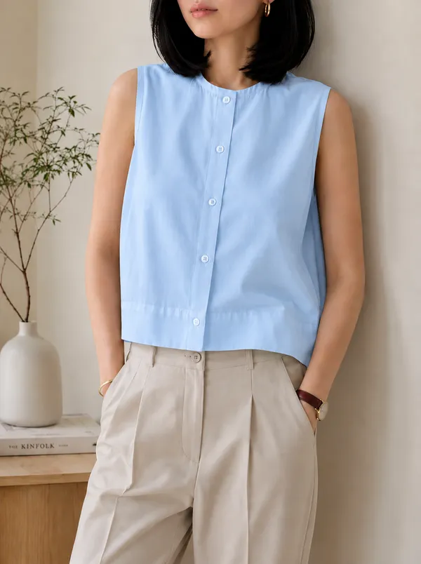 Women_Light_Blue_Sleeveless_Cotton_Blend_A-Line_Top_|_Casual_Relaxed_Fit_Round_Neck_Summer_Crop_Top