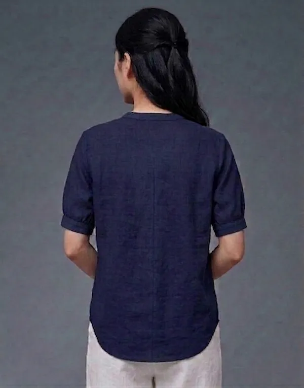 Blue_Solid_V_Neck_Top_For_Women