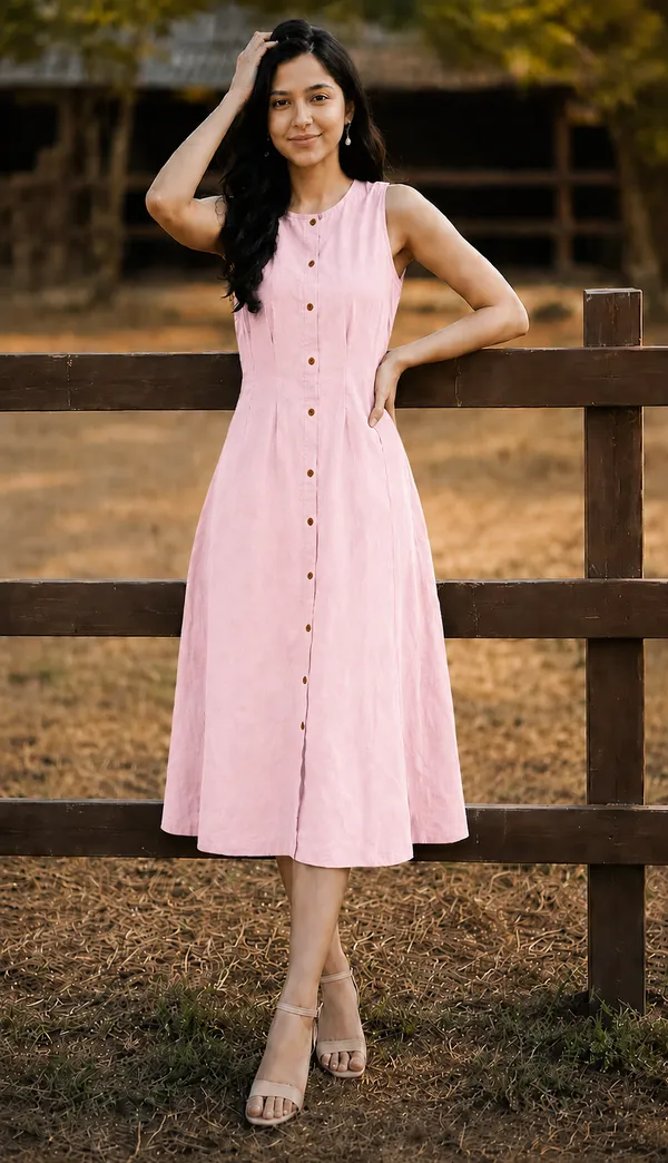 Women's_Sleeveless_A-Line_Midi_Dress_|_Front_Button_|_Soft_Cotton_Blend_Casual_Dress