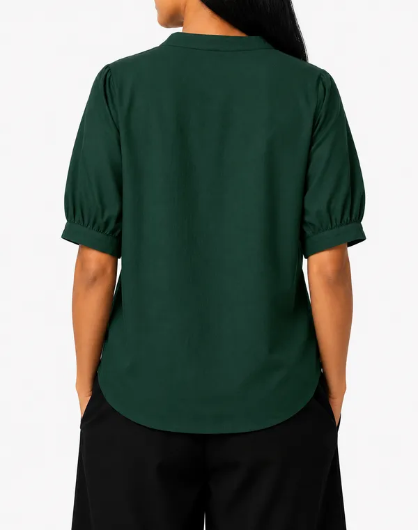 Green_Solid_V_Neck_Top_For_Women