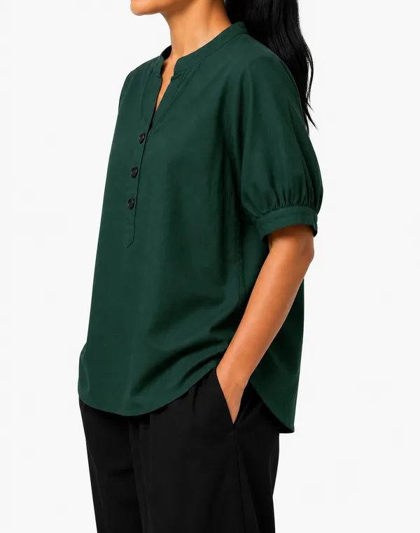 Green_Solid_V_Neck_Top_For_Women