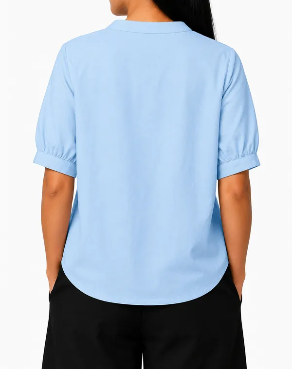 Women's_Sky_Blue_Cotton_Blend_Mandarin_Collar_Half_Sleeve_Casual_Top