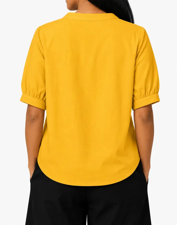 Yellow_Solid_V_Neck_Top_For_Women