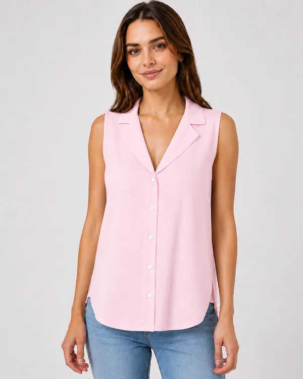 Women_Baby_pink_Sleeveless_Relaxed_Fit_Top_with_Round_Neck,_Overlay_Panel_&_Button_Detail