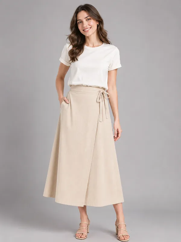 Women_Wrap-Around_A-Line_Midi_Skirt_with_Tie_Waist_|_Stylish_Casual_&_Western_Wear