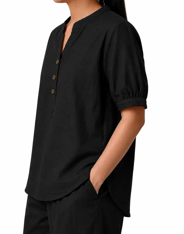 Black_Solid_V_Neck_Top_For_Women