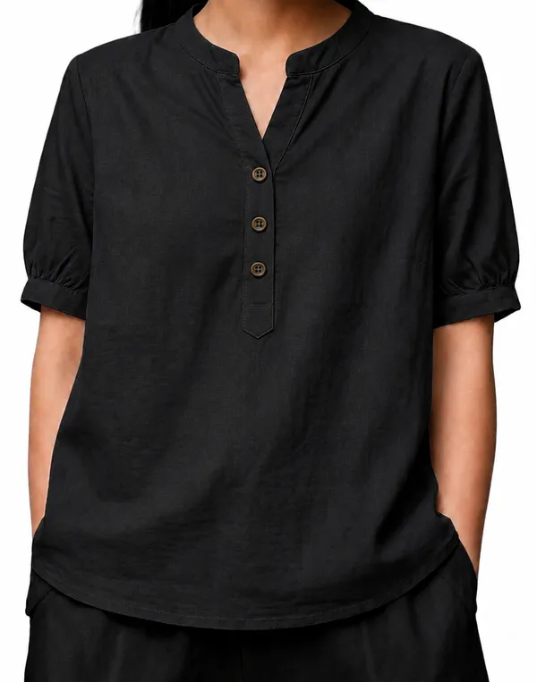 Black_Solid_V_Neck_Top_For_Women