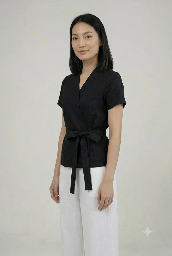 Black_Solid_V-Neck_Sleeveless_Top_For_Women