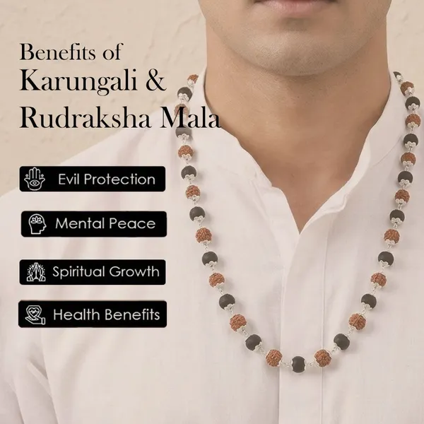 Karungali_Rudraksha_Silver_Cap_108_Bead_Prayer_Mala