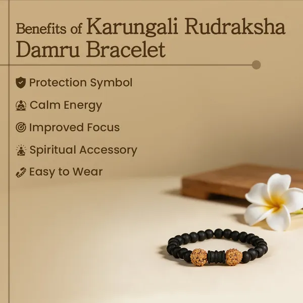 Karungali_Rudraksha_Damru_Bracelet_for_Men_&_Women_|_Natural_Karungali_Wood_&_Rudraksha_Beaded_Bracelet_|_Protection,_Focus_&_Spiritual_Energy_Bracelet_|_Handmade_Stretch_Wellness_Bracelet