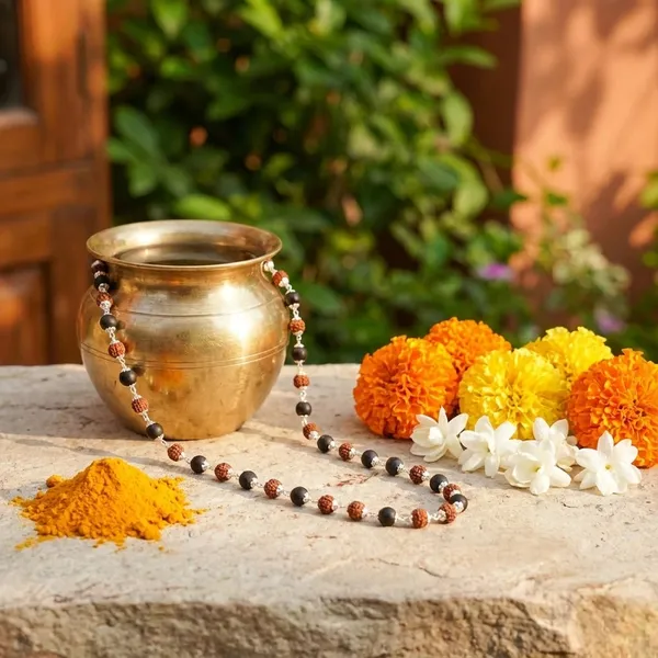 Karungali_Rudraksha_Silver_Cap_108_Bead_Prayer_Mala