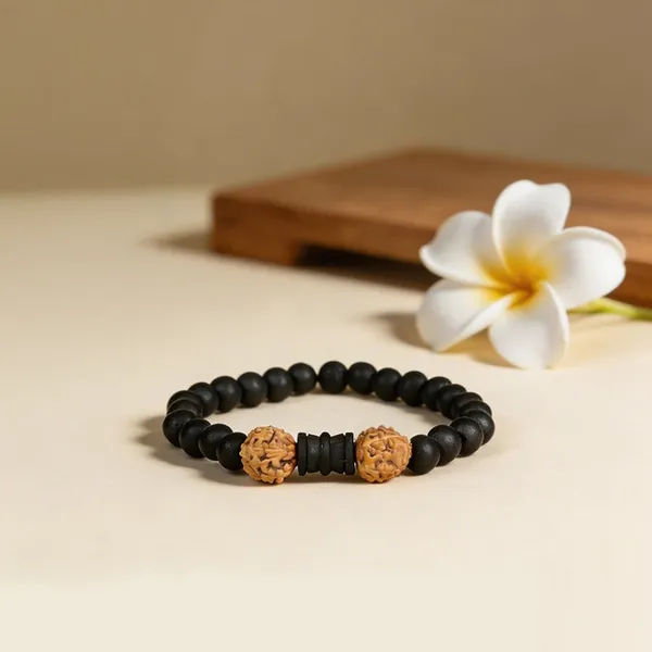 Karungali_Rudraksha_Damru_Bracelet_for_Men_&_Women_|_Natural_Karungali_Wood_&_Rudraksha_Beaded_Bracelet_|_Protection,_Focus_&_Spiritual_Energy_Bracelet_|_Handmade_Stretch_Wellness_Bracelet