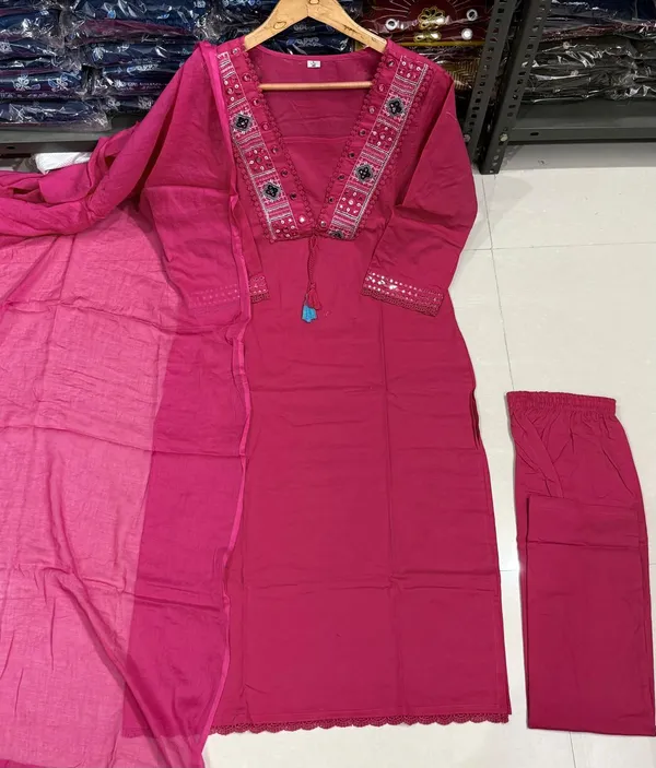 Beautiful_Rani_color__cotton_kurta_set_