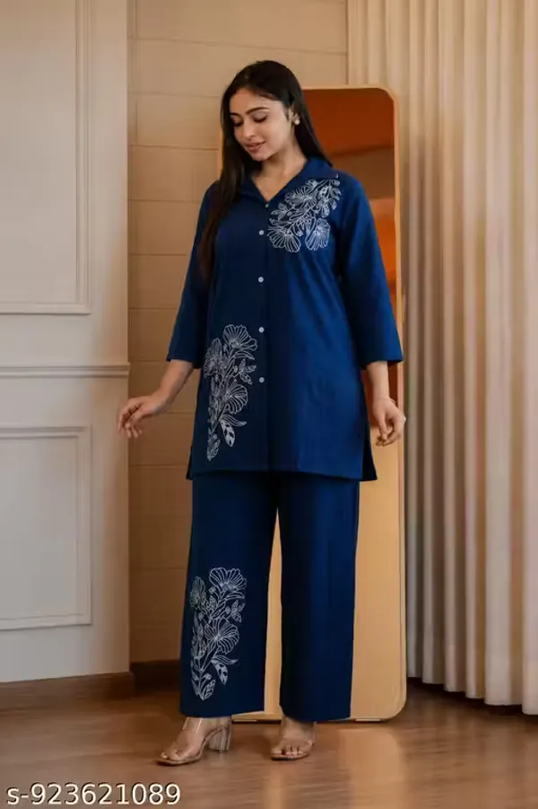 Blue_Color_Cotton_Slub_Co-Ord_Set