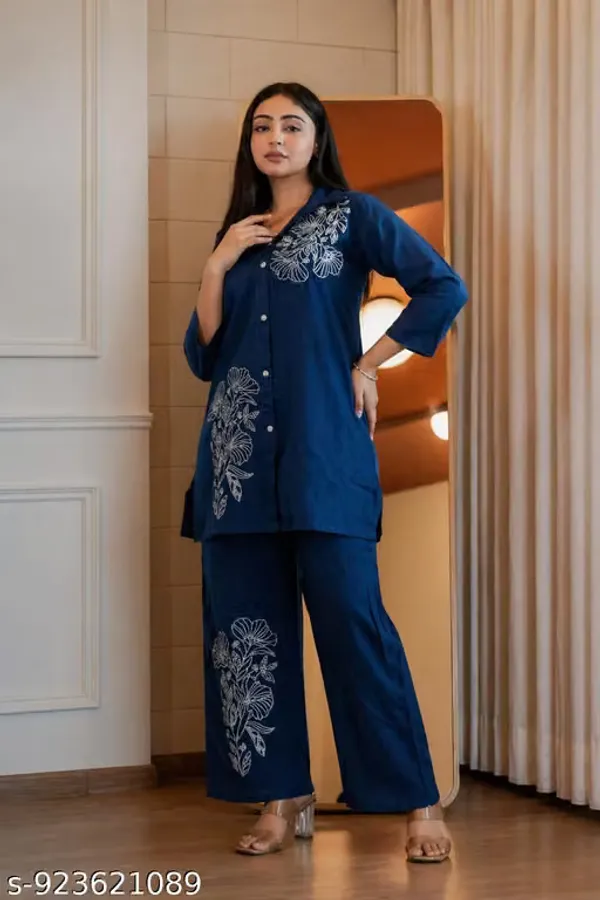 Blue_Color_Cotton_Slub_Co-Ord_Set