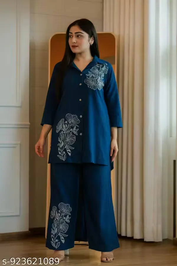 Blue_Color_Cotton_Slub_Co-Ord_Set