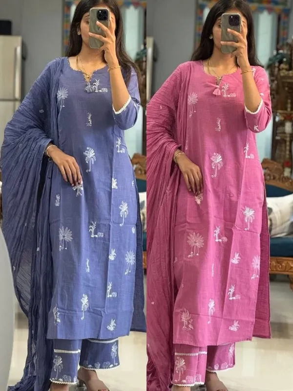 Blue_Cotton_Full_Embroidered_Kurta_Set_with_Cotton_Slub_Pant