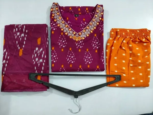 Designer_Ikkat_Print_with_Kurti_Pant_&_Dupatta_Set