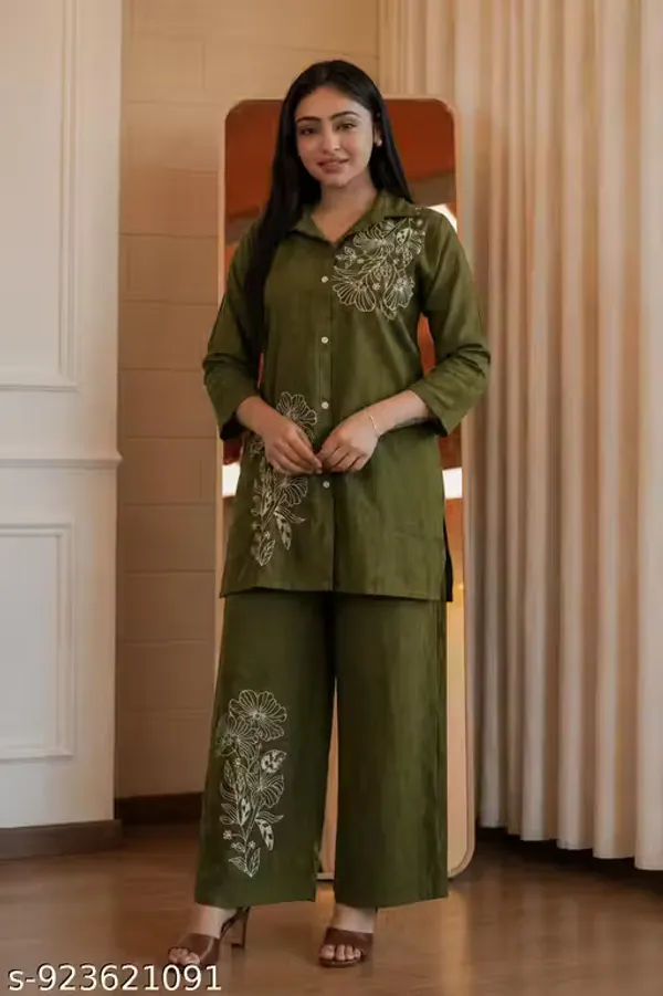 Green_Color_Cotton_Slub_Co-Ord_Set