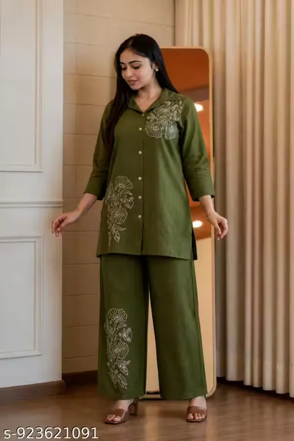 Green_Color_Cotton_Slub_Co-Ord_Set