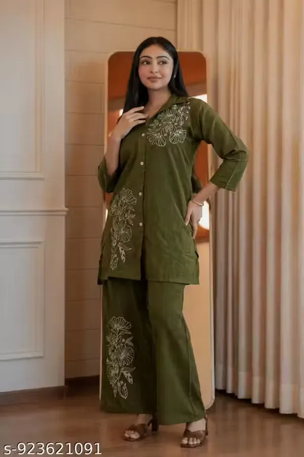 Green_Color_Cotton_Slub_Co-Ord_Set
