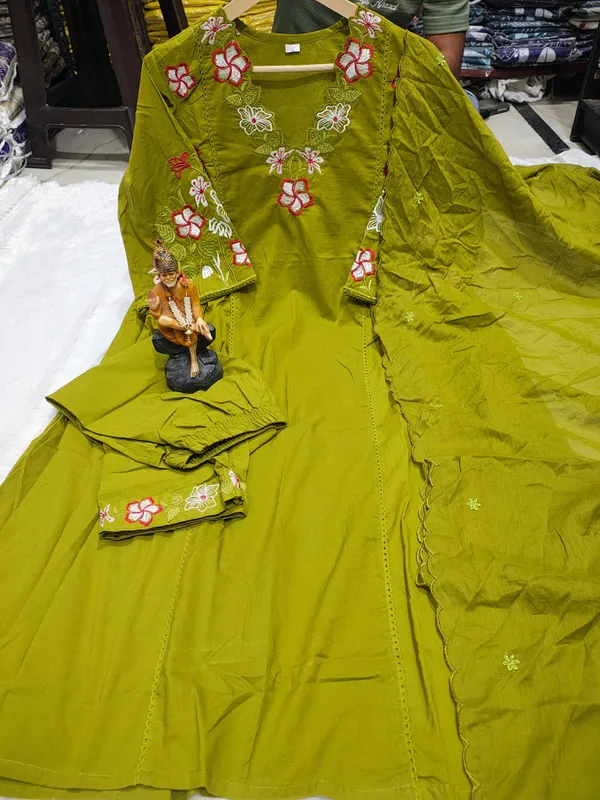Green_Premium_Embroidered_Cotton_Flared_Suit_Set