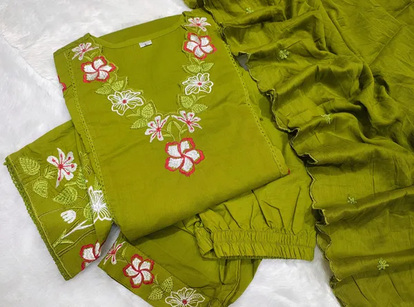 Green_Premium_Embroidered_Cotton_Flared_Suit_Set