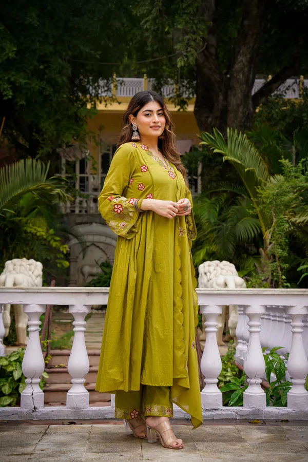 Green_Premium_Embroidered_Cotton_Flared_Suit_Set