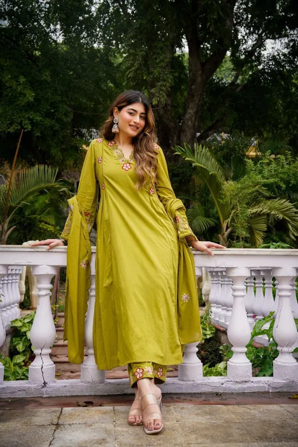 Green_Premium_Embroidered_Cotton_Flared_Suit_Set