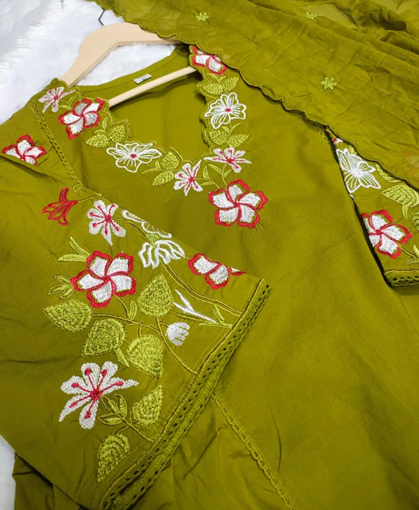 Green_Premium_Embroidered_Cotton_Flared_Suit_Set