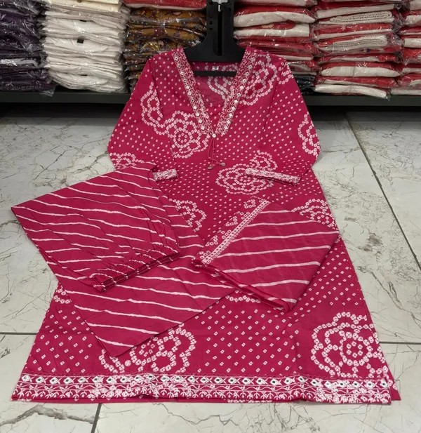 Jaipuri_Pink_Bandhani_Printed_Kurta_Palazzo_Set