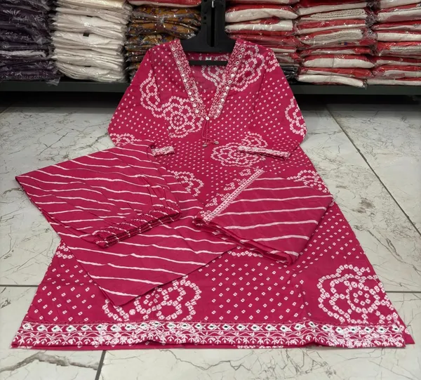 Jaipuri_Pink_Bandhani_Printed_Kurta_Palazzo_Set