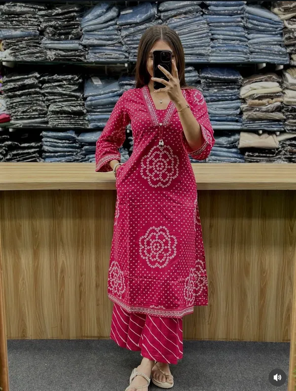 Jaipuri_Pink_Bandhani_Printed_Kurta_Palazzo_Set